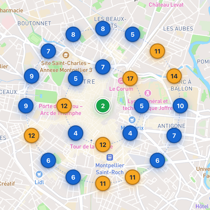 Classement Google Maps du Bistrot des Musées pour « bistrot Montpellier » : 2e en plein centre de Montpellier
